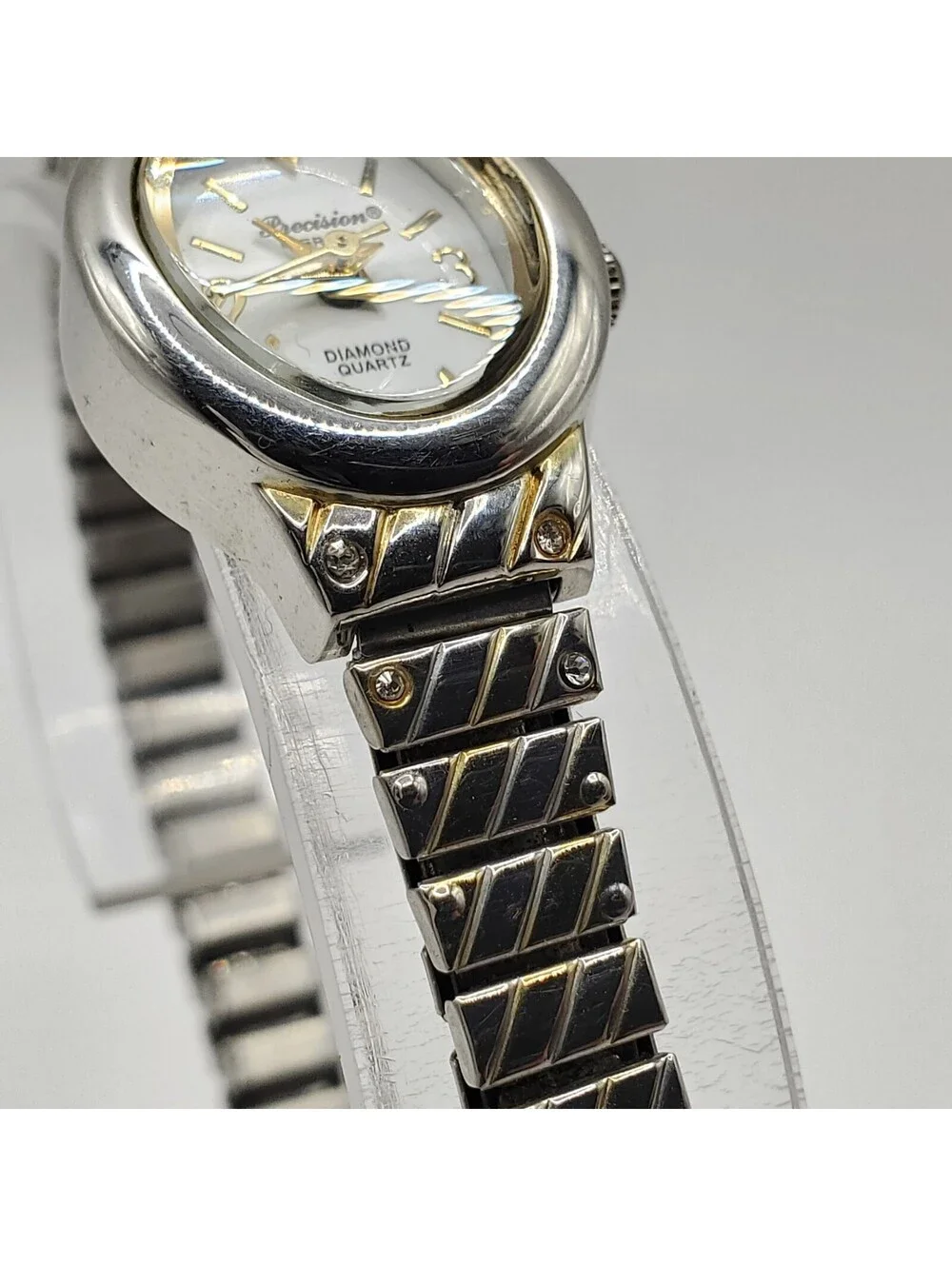Gruen Precision Diamond Womens Watch  Silver Tone 18mm New Battery